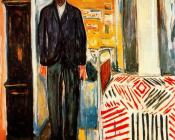 爱德华 蒙克 : Self-portrait. Between the clock and the bed